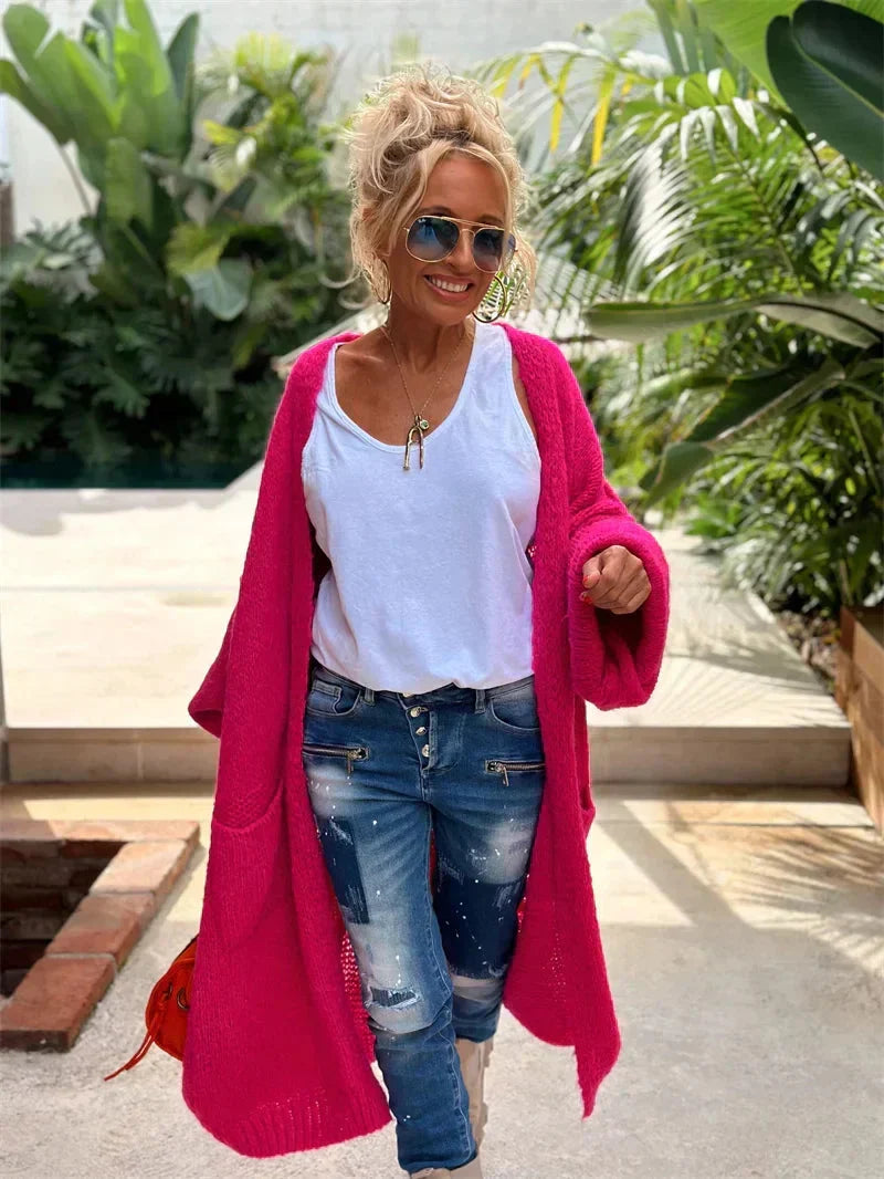 Long Oversized Bohemian Knit Cardigan – Faye