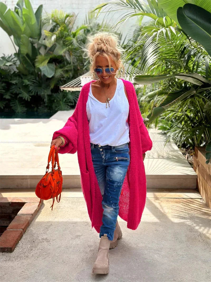 Long Oversized Bohemian Knit Cardigan – Faye