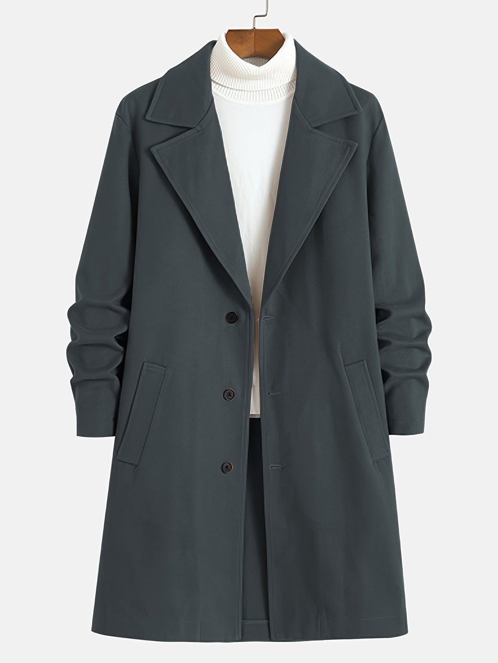Long Single-Breasted Lapel Overcoat - Russell