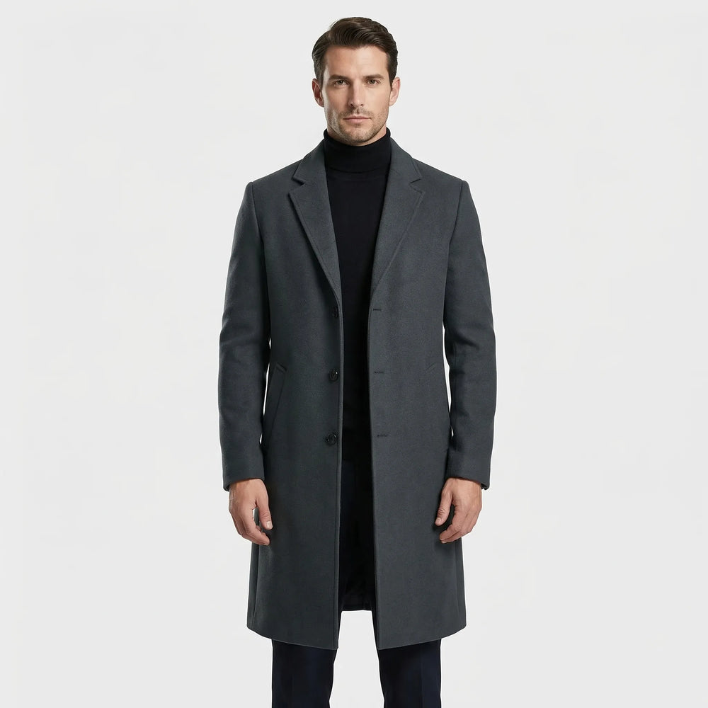 Marc - Long Single-Breasted Lapel Overcoat