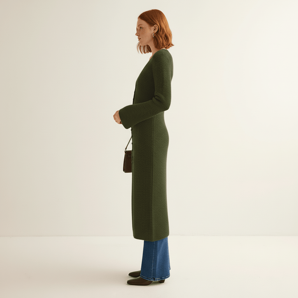 Longline Cardigan with Button Placket – Lisann