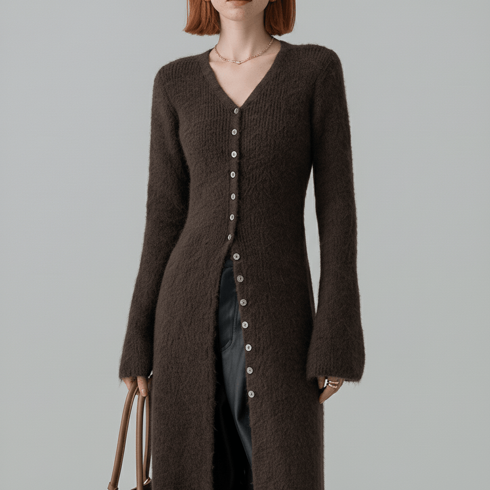 Longline Cardigan with Button Placket – Lisann