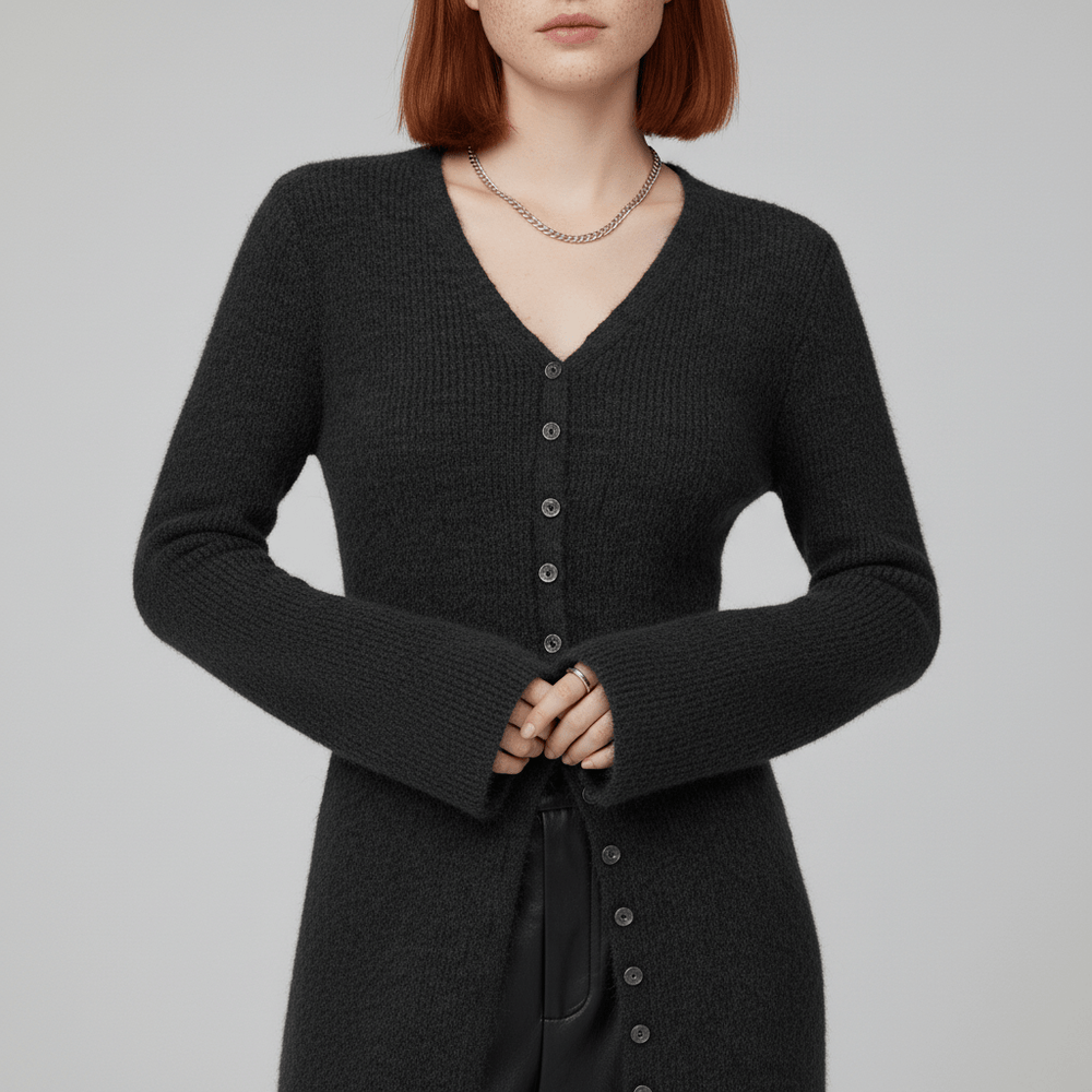 Longline Cardigan with Button Placket – Lisann