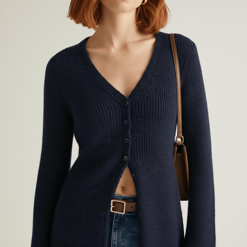 Longline Cardigan with Button Placket – Lisann
