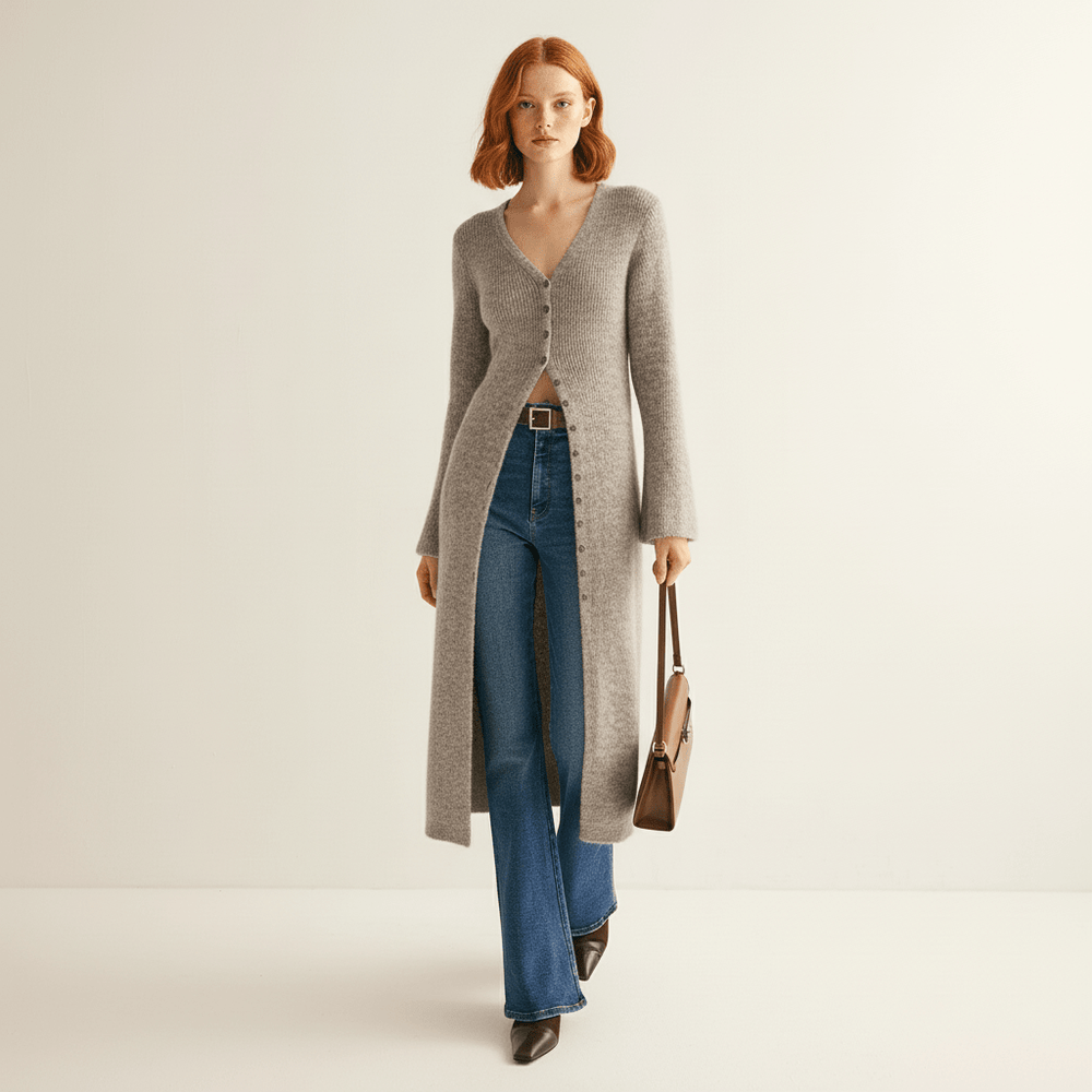 Longline Cardigan with Button Placket – Lisann