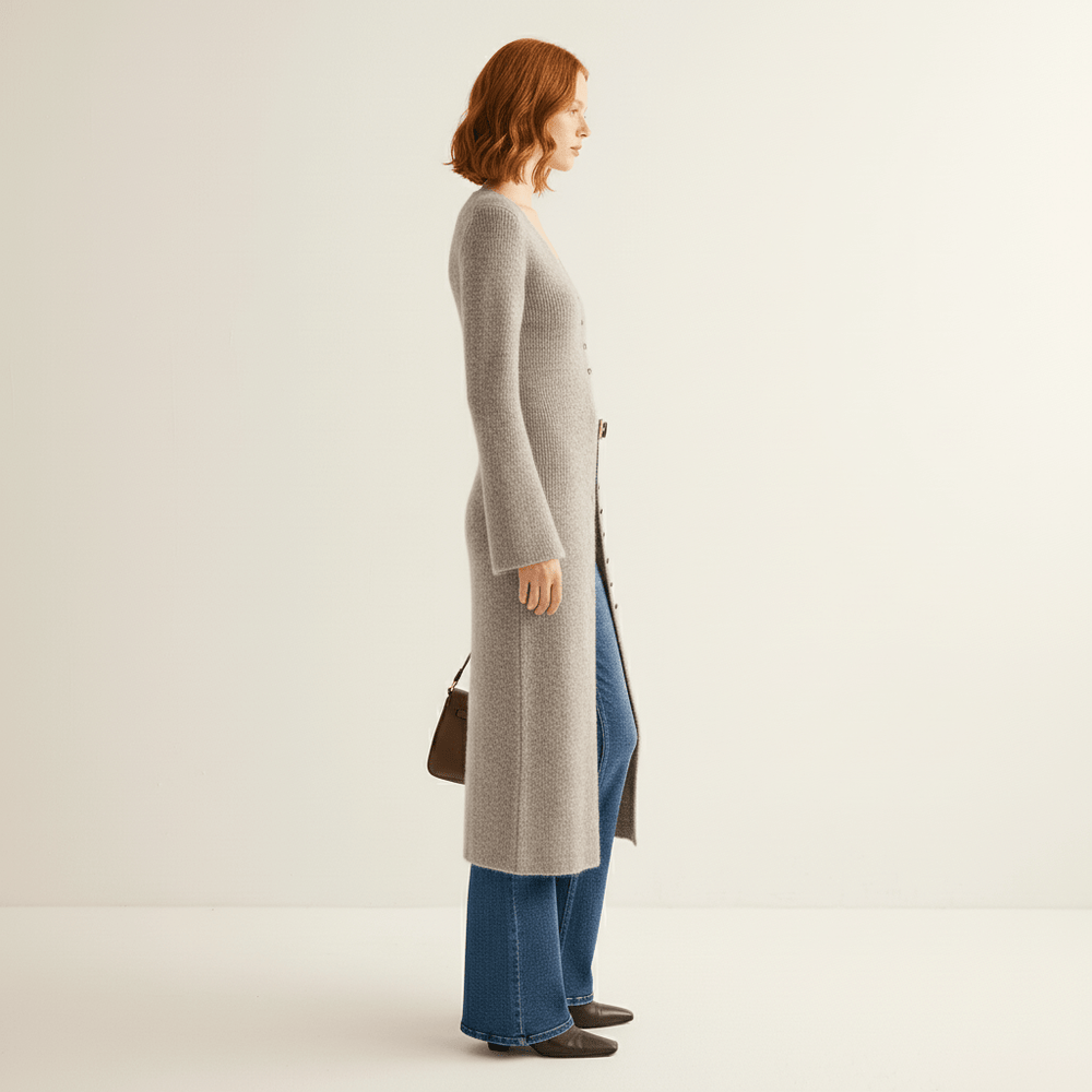 Longline Cardigan with Button Placket – Lisann