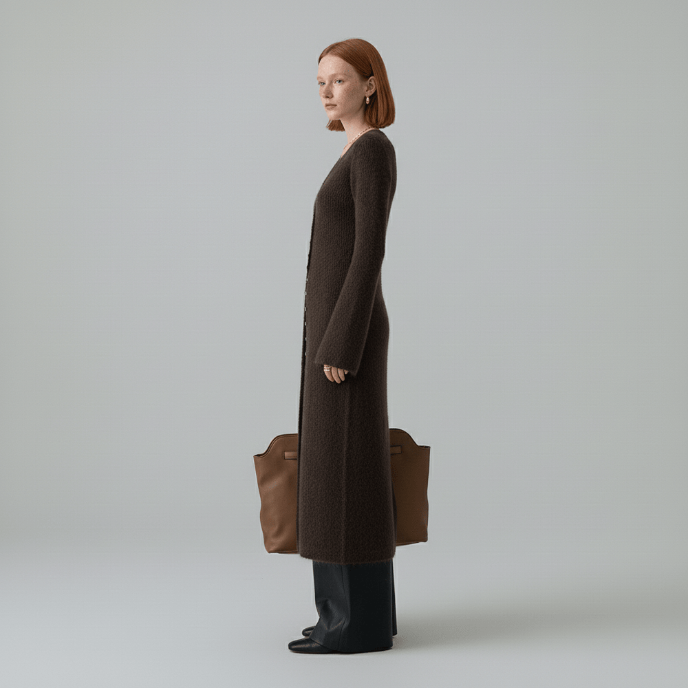 Longline Cardigan with Button Placket – Lisann