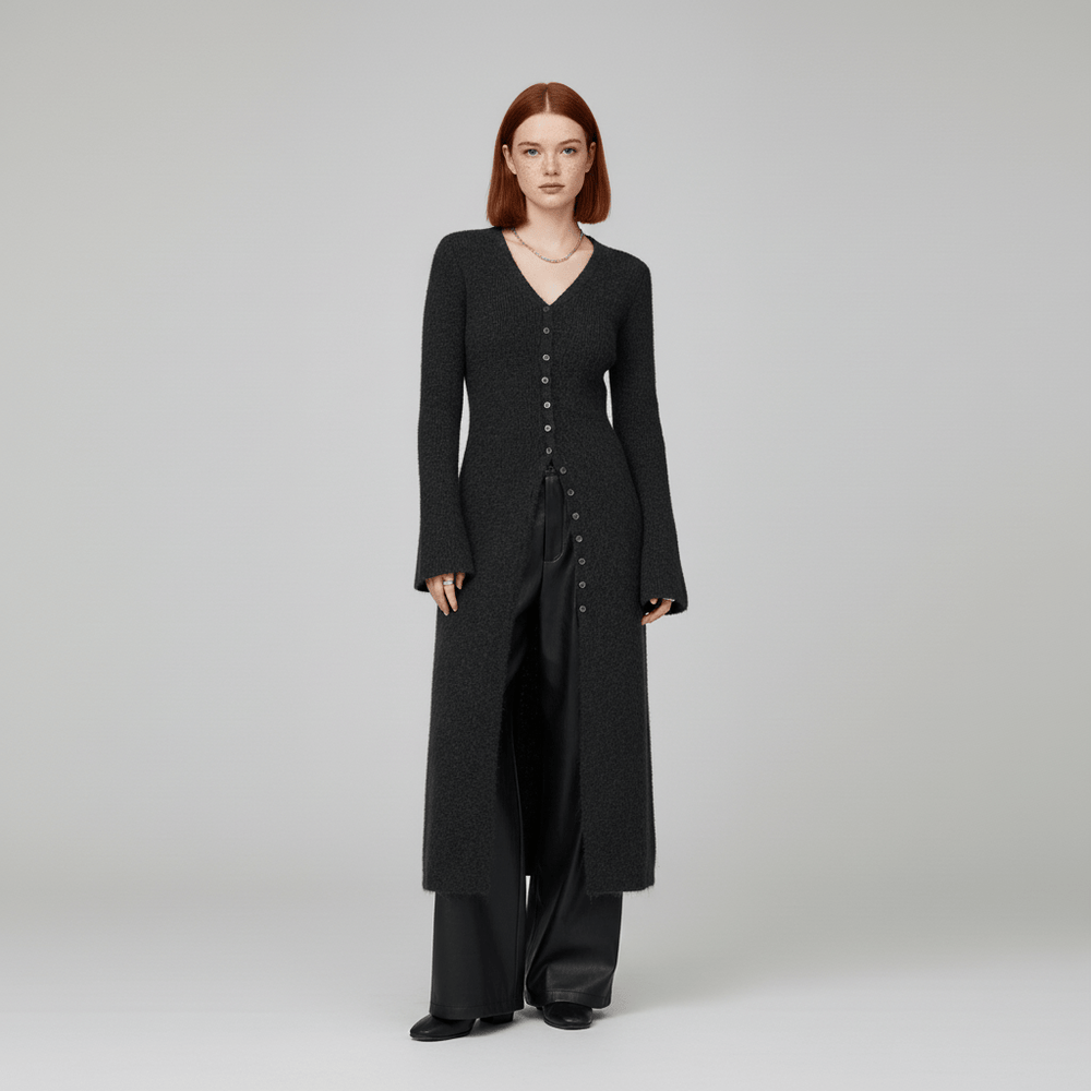 Longline Cardigan with Button Placket – Lisann