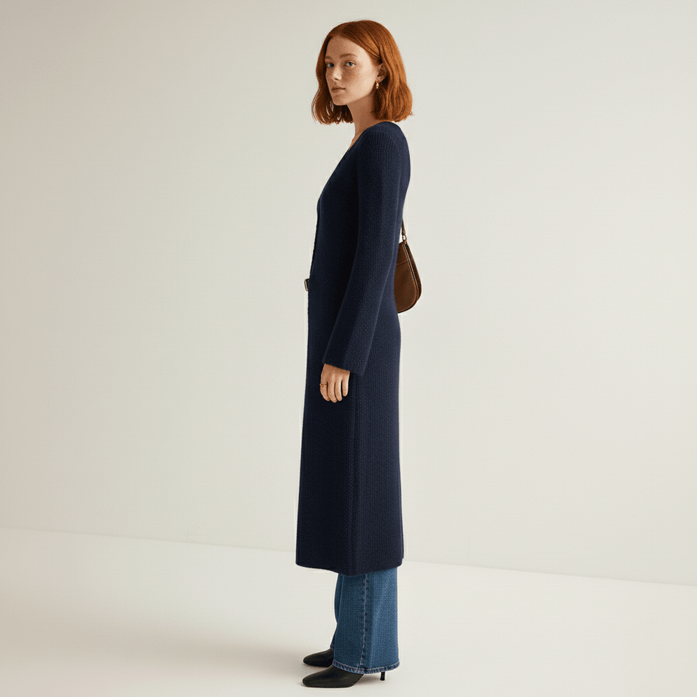 Longline Cardigan with Button Placket – Lisann