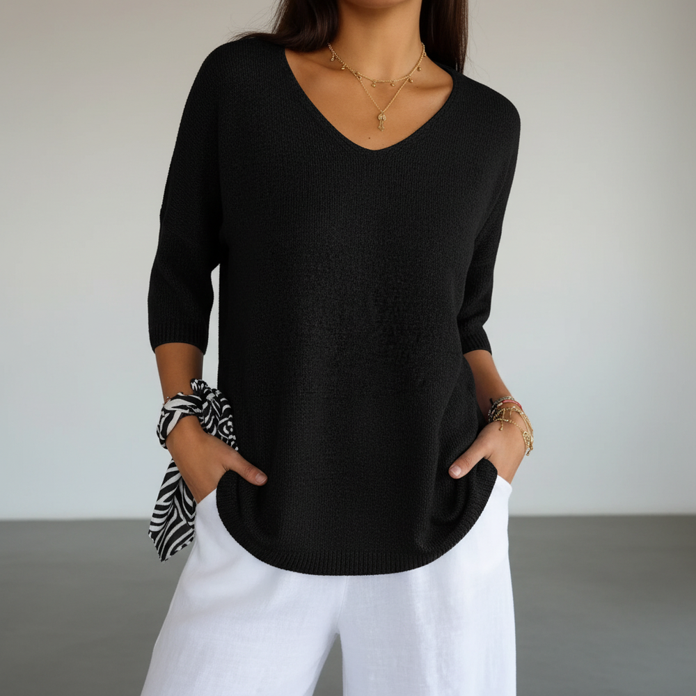 Sapphira – Airy V-Neck Top for Women