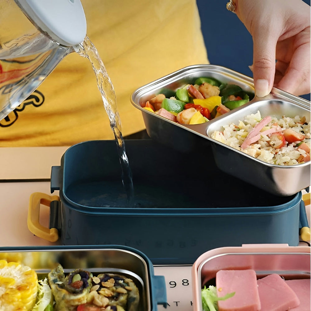 Insulated Stainless Steel Lunch Box – 4-Hour Thermal, Leak-Proof & 1-2 Compartments