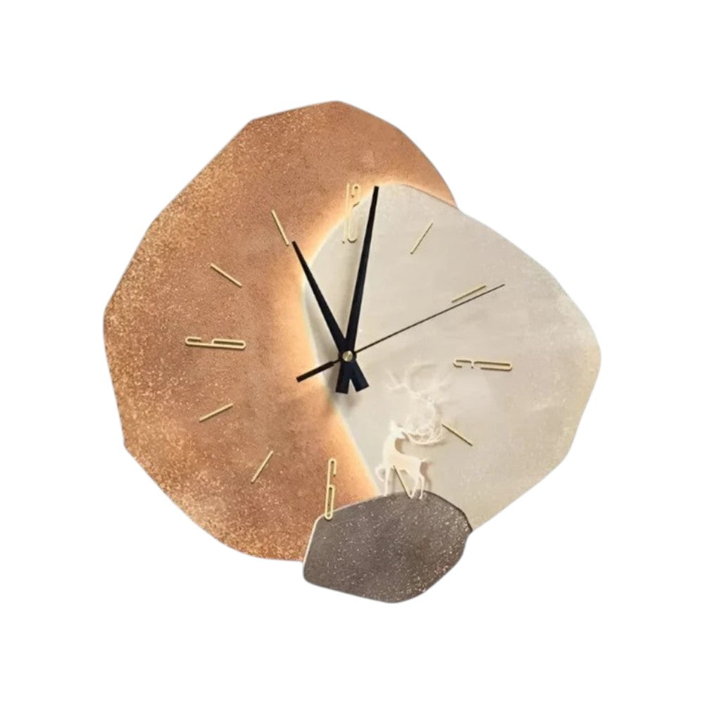 Moon Wall Clock – Plastic & Glass, 30/40cm, Battery-Powered Beige & Gold