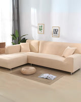 Stretch Modular Sofa Cover – Milk Silk, 235–300cm & Anti-Slip Fit