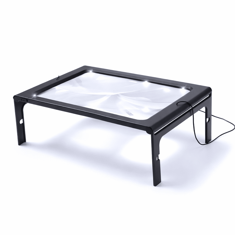 Folding Desk Magnifier – 3x Magnification, 4 LED Lights & Hands-Free Reading