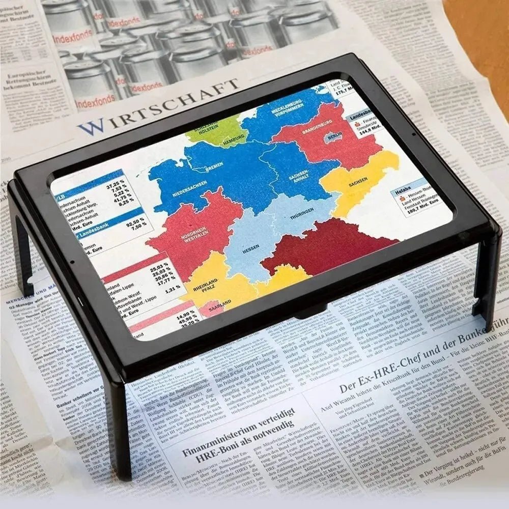 Folding Desk Magnifier – 3x Magnification, 4 LED Lights & Hands-Free Reading