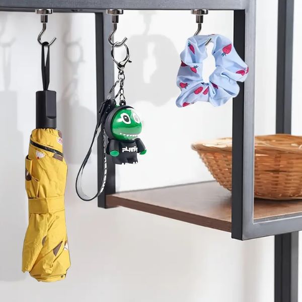 Heavy-Duty Magnetic Hooks – 10 kg Capacity, Silver Metal & 10-Pack Set