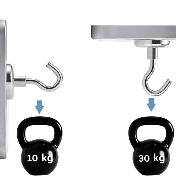 Heavy-Duty Magnetic Hooks – 10 kg Capacity, Silver Metal & 10-Pack Set