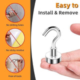Heavy-Duty Magnetic Hooks – 10 kg Capacity, Silver Metal & 10-Pack Set