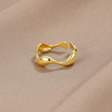 Ring Minimalist Gold Adjustable Ocean Inspired Sterling Silver