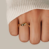 Ring Minimalist Gold Adjustable Ocean Inspired Sterling Silver