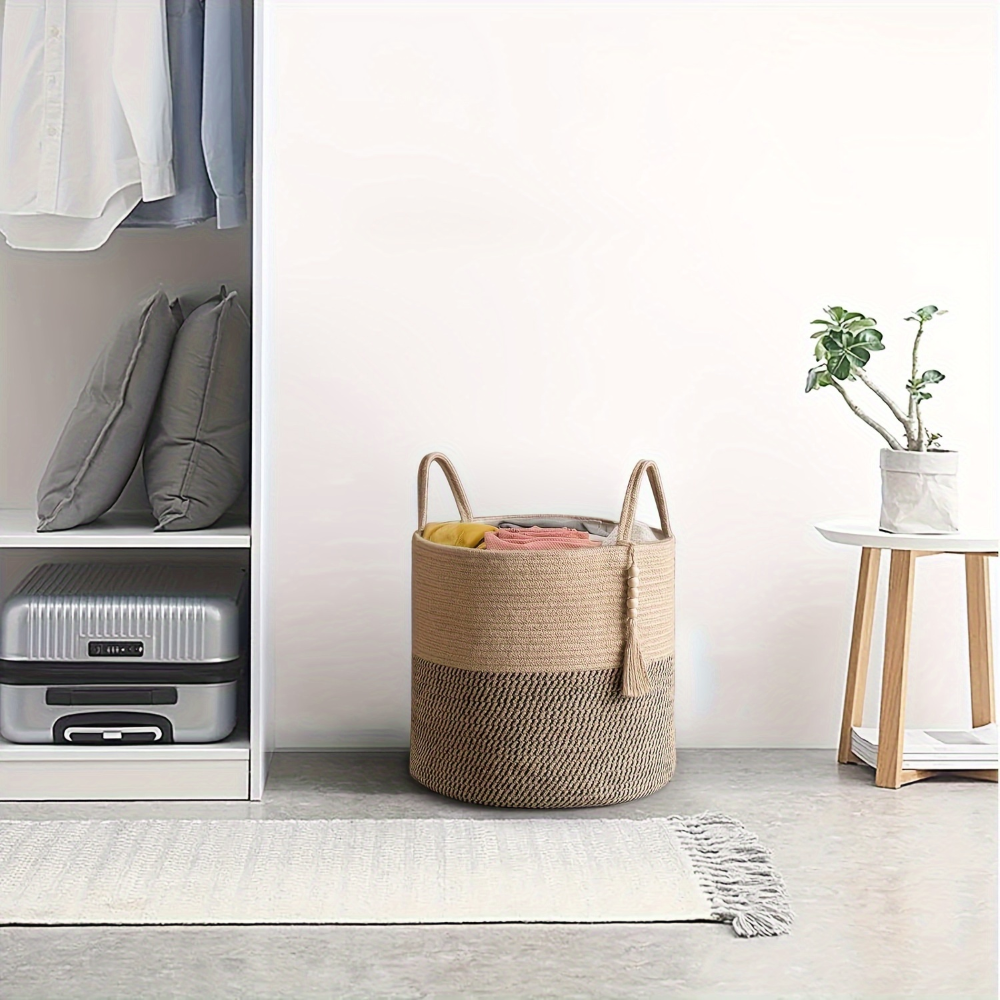 Eleganter Boho Baumwoll-Aufbewahrungskorb mit Griffen – Vielseitig & Stilvoll für Ihr Zuhause