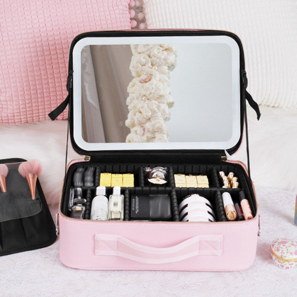 Travel Makeup Case with LED Light & Mirror Portable Kalsten