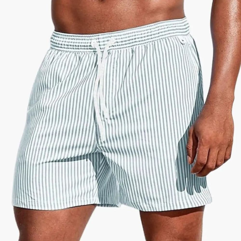 Men's Board Shorts – Elastic Waistband & Striped Design