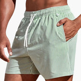 Men's Board Shorts – Elastic Waistband & Striped Design