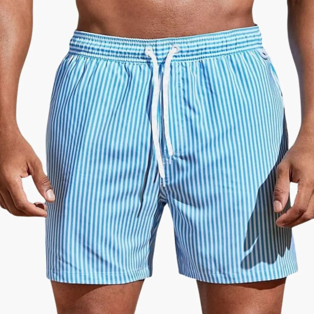 Men's Board Shorts – Elastic Waistband & Striped Design
