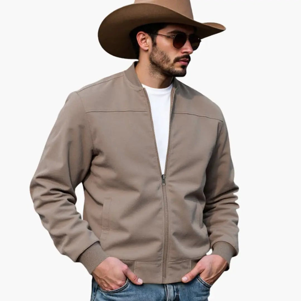 Men's Bomber Jacket – Contrasting Cuffs, Side Pockets & Slim Fit