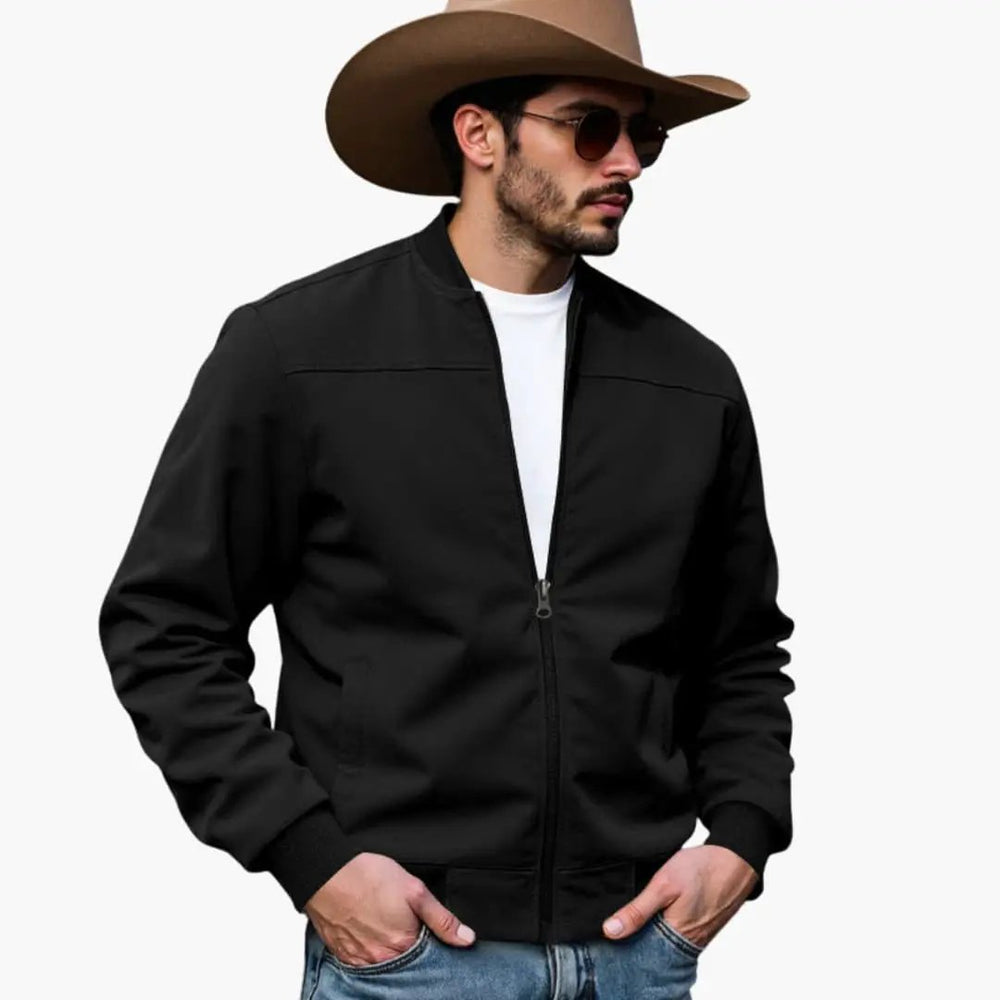 Men's Bomber Jacket – Contrasting Cuffs, Side Pockets & Slim Fit