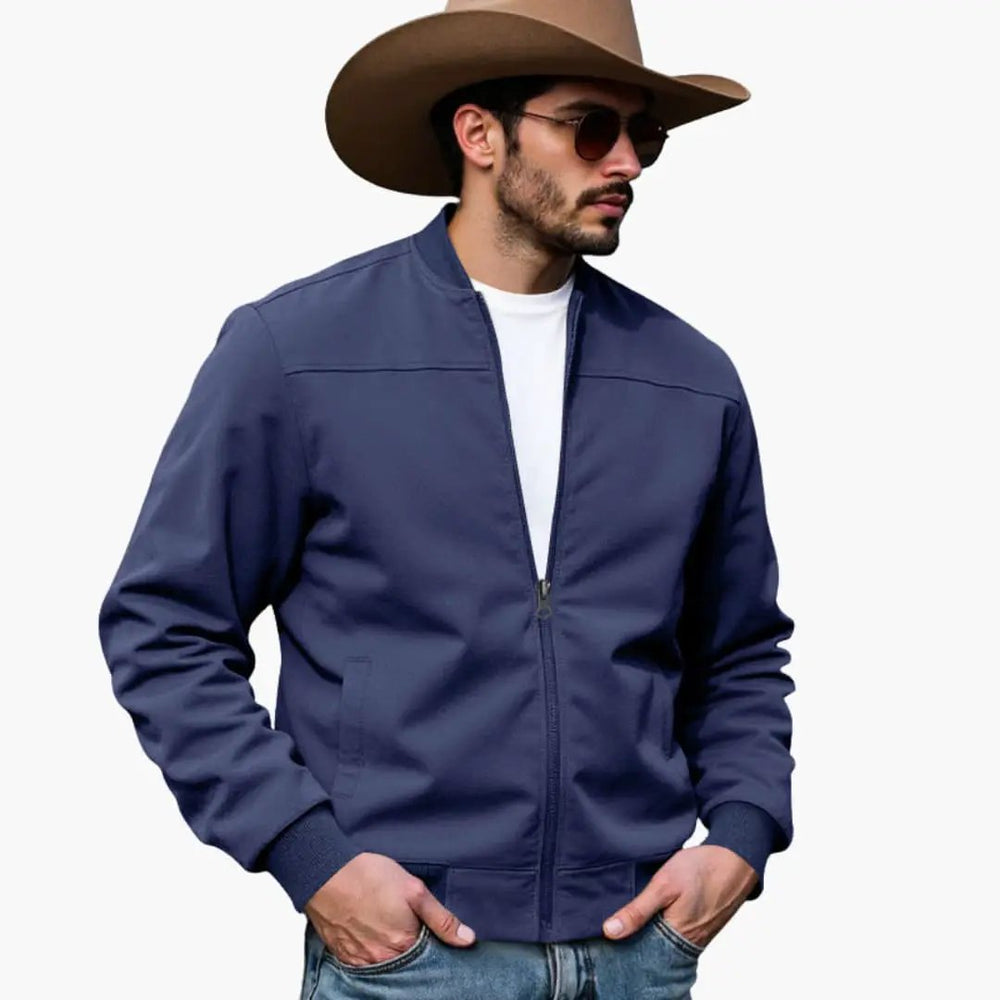 Men's Bomber Jacket – Contrasting Cuffs, Side Pockets & Slim Fit