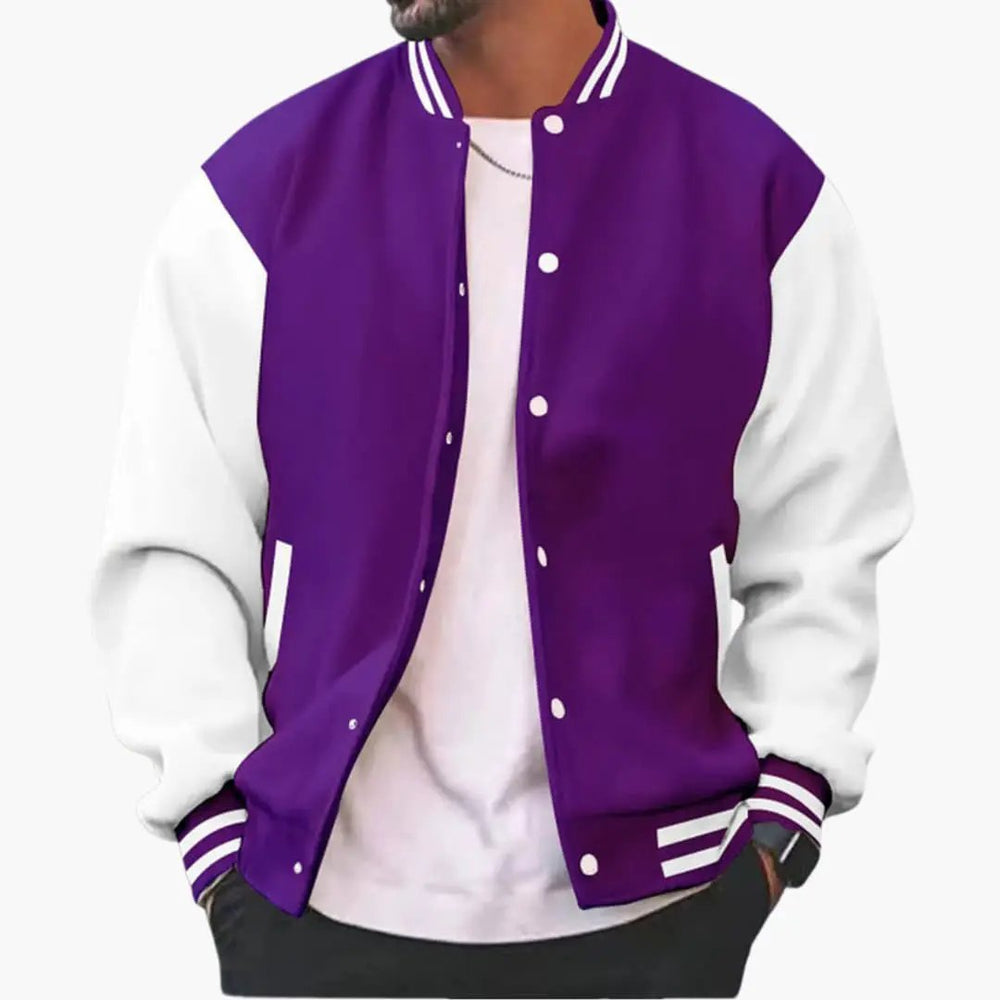 Men's Bomber Jacket – Snap Button Closure, Side Pockets & Ribbed Cuffs