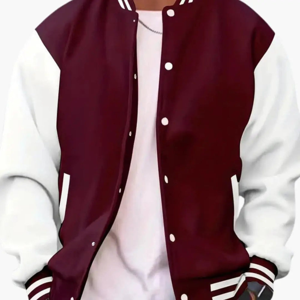 Men's Bomber Jacket – Snap Button Closure, Side Pockets & Ribbed Cuffs