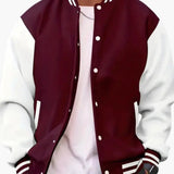 Men's Bomber Jacket – Snap Button Closure, Side Pockets & Ribbed Cuffs