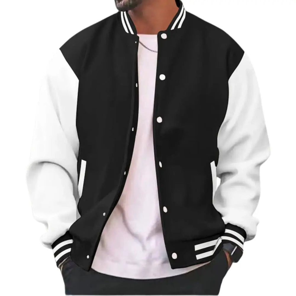 Men's Bomber Jacket – Snap Button Closure, Side Pockets & Ribbed Cuffs
