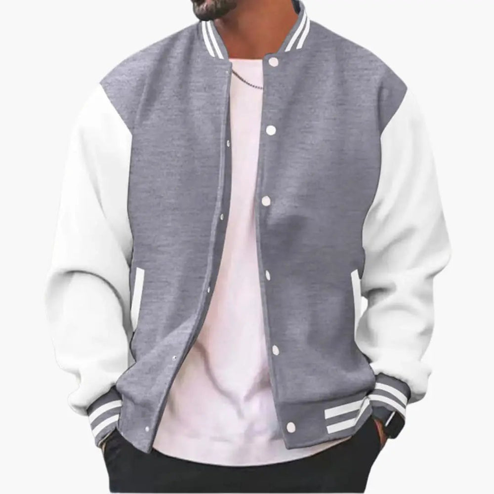 Men's Bomber Jacket – Snap Button Closure, Side Pockets & Ribbed Cuffs
