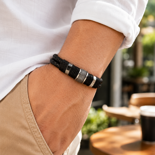 Men's Braided Bracelet – Wristband Style, Magnetic Clasp & Everyday Wear