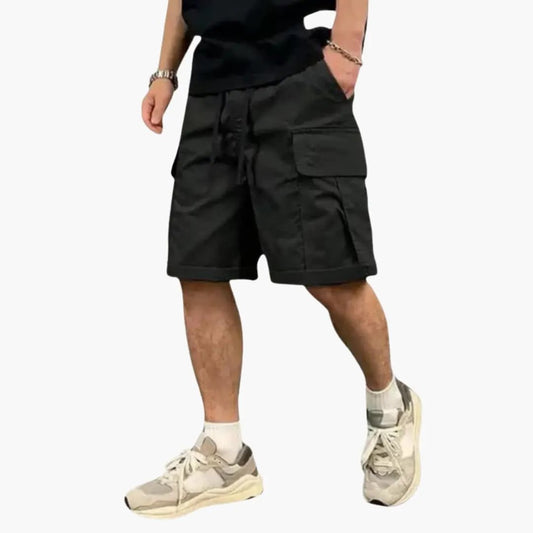Men's Cargo Shorts with Drawstring and Flap Pocket Closure