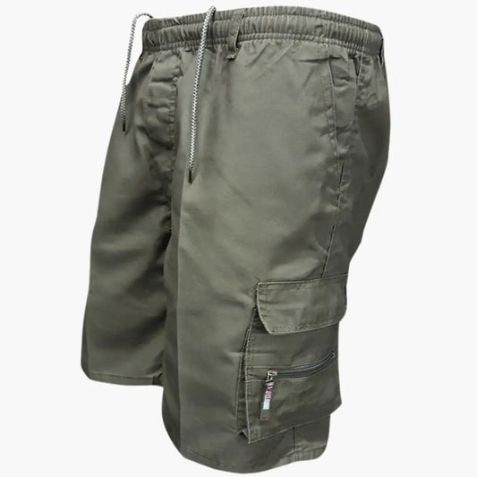 Men's Knee-Length Cargo Shorts with Drawstring and Flap Pockets