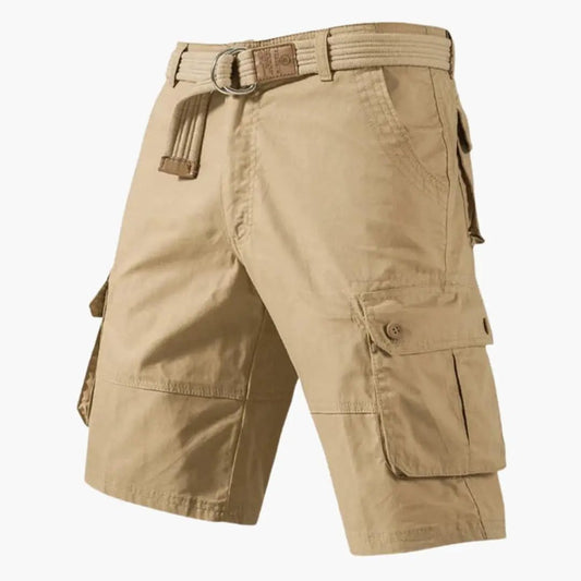 Men's Cargo Shorts with Elastic Waist and Multiple Pockets