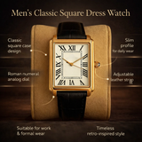 Men's Dress Watch – Classic Design, Square Analog & Retro Style
