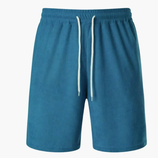Men's Corduroy Shorts with Drawstring and Elastic Waistband