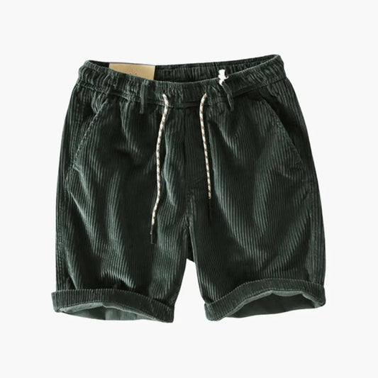 Men's Corduroy Shorts with Elastic Waistband and Side Pockets