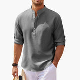 Men's Henley Shirt – Button Placket, Rolled Sleeves & Regular Fit