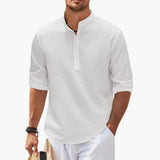 Men's Henley Shirt – Button Placket, Rolled Sleeves & Regular Fit