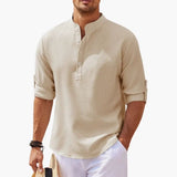 Men's Henley Shirt – Button Placket, Rolled Sleeves & Regular Fit