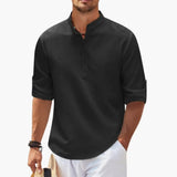 Men's Henley Shirt – Button Placket, Rolled Sleeves & Regular Fit