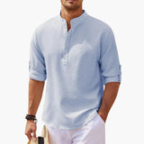 Men's Henley Shirt – Button Placket, Rolled Sleeves & Regular Fit