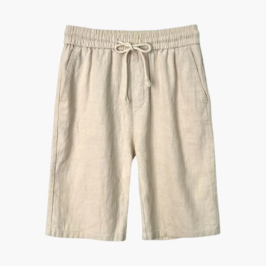 Men's Linen Shorts with Elastic Waistband and Side Pockets